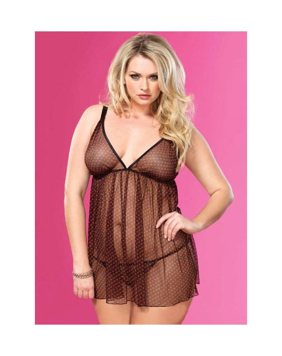 Babydoll Corazones Negro [3X-4X]