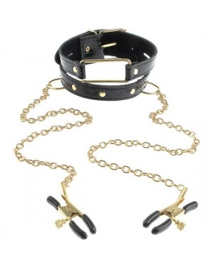 Collar y Pinzas Gold Fantasy Fetish