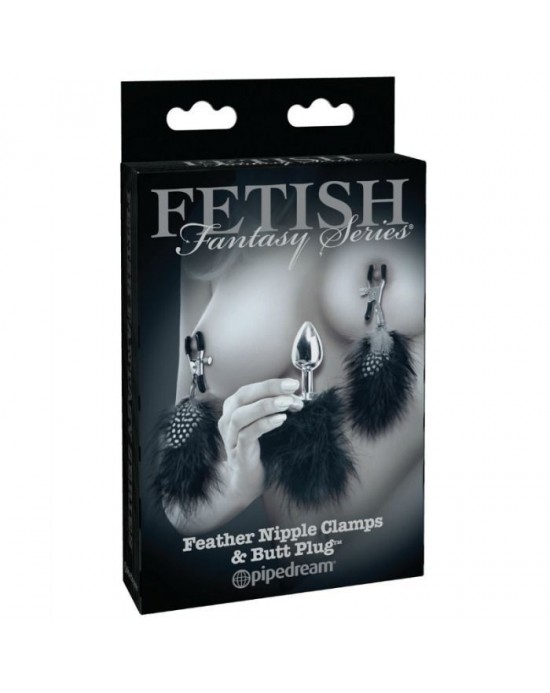 Pinzas para Pezones y Plug con Plumas