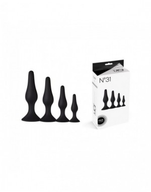 Kit 4 Plug Anales con Ventosa Nº31 [Negro]