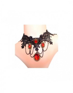 Elegante Collar Negro y Ruby Rojo