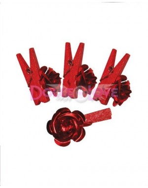 Pinzas con flor roja, 12u