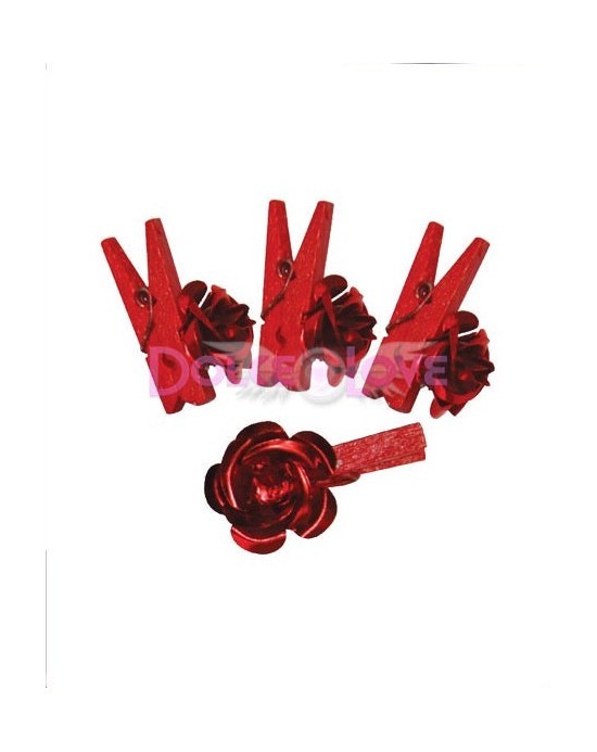 Pinzas con flor roja, 12u