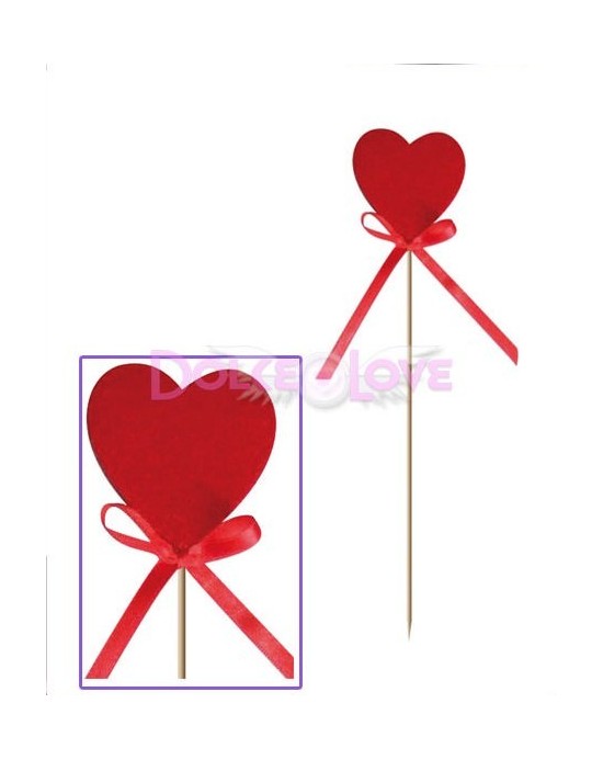 Pincho Madera con Corazón Fieltro, 12u