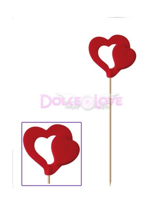 Pincho Madera con Corazón Fieltro Abierto, 12u